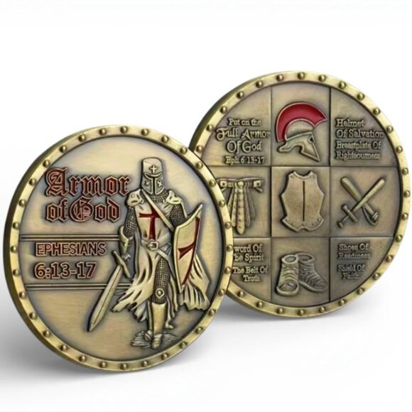 Jewelry - NEW - Put on The Full Armor of God Christian Coin & Case - EPH6:13-17